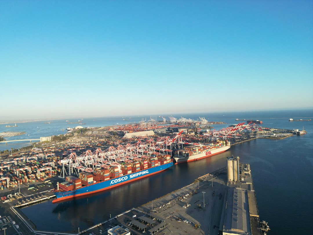 Porto commerciale con navi portacontainer